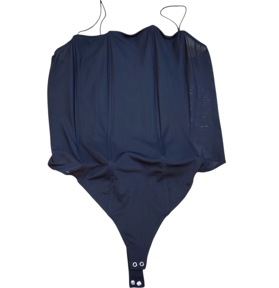 Good American Tops - Good American Black Mesh Panel Corset Thong Bodysuit Size 6